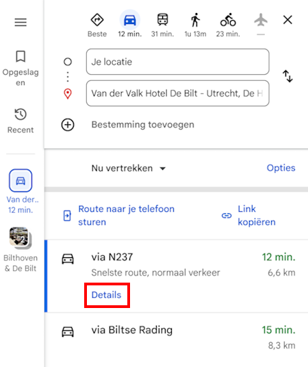 Route uitstippelen 